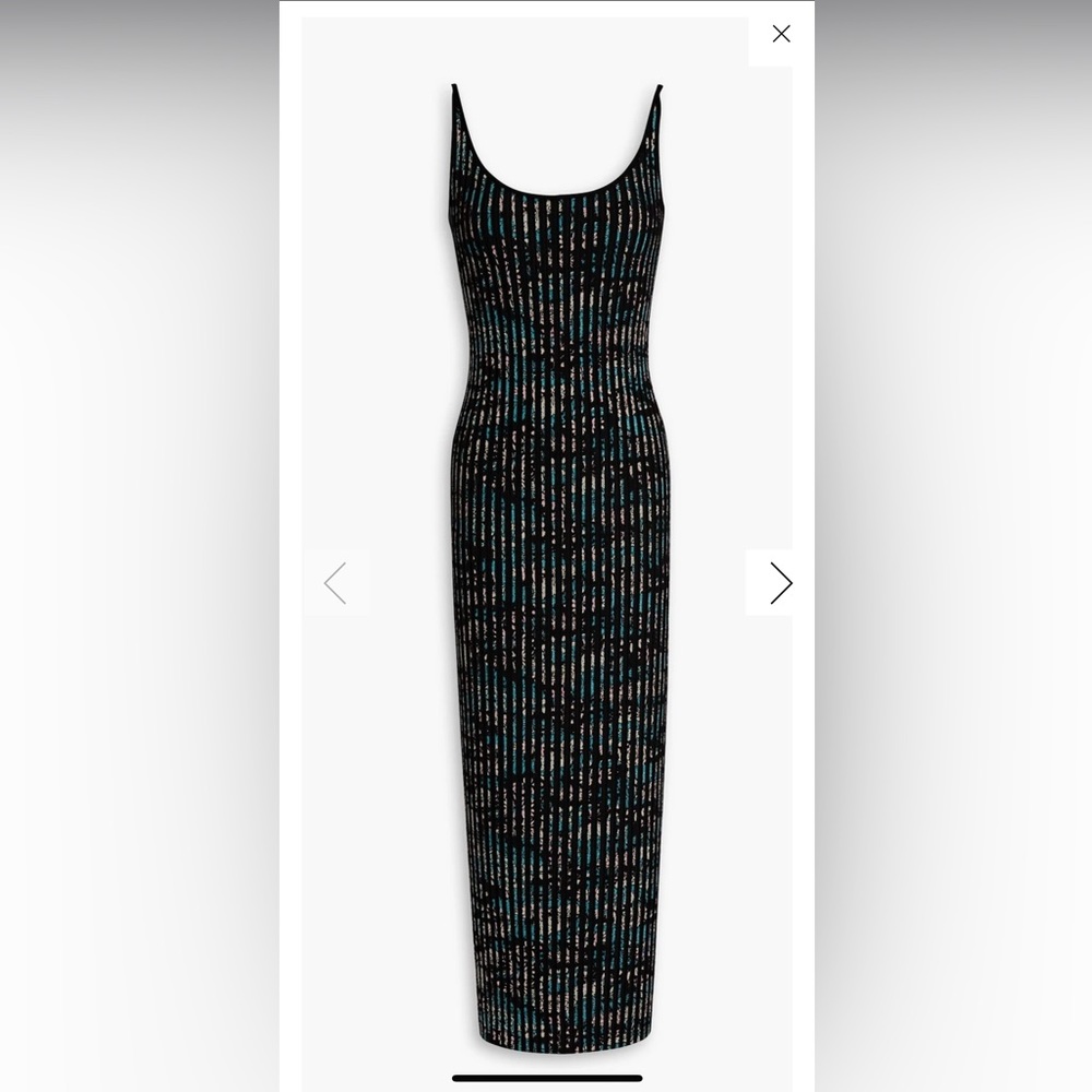 Floral-print ribbed wool-blend midi dress